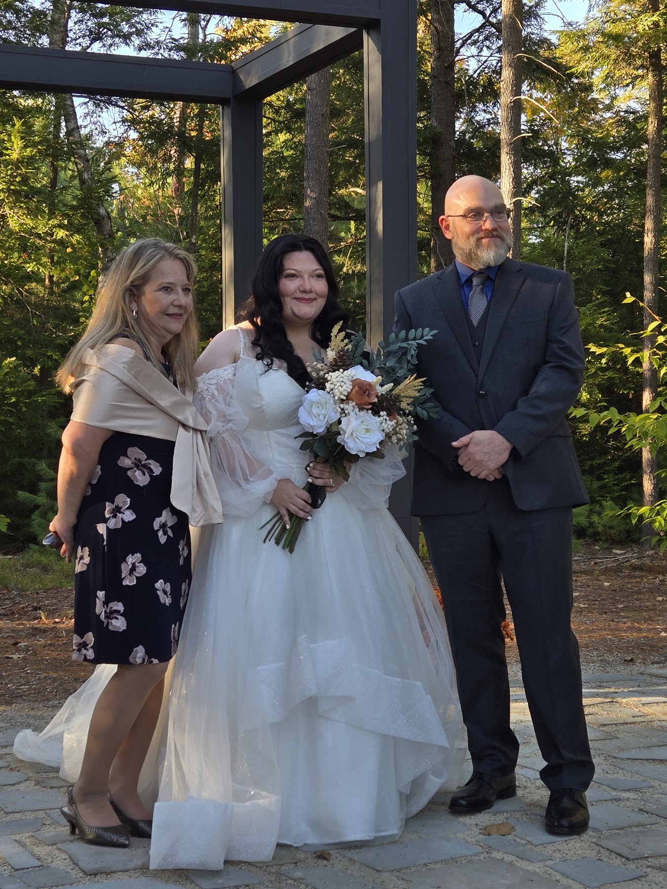 Wedding guests smiling together